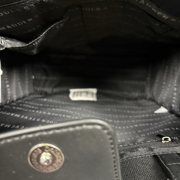 Steve Madden City Canvas Tote with Removable Pouch in Black, Rhinestone NEW - Picture 15 of 16